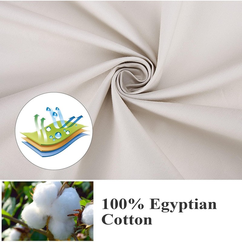 100% Egyptian Cotton Pillow Cases Set of 2, Standard Size