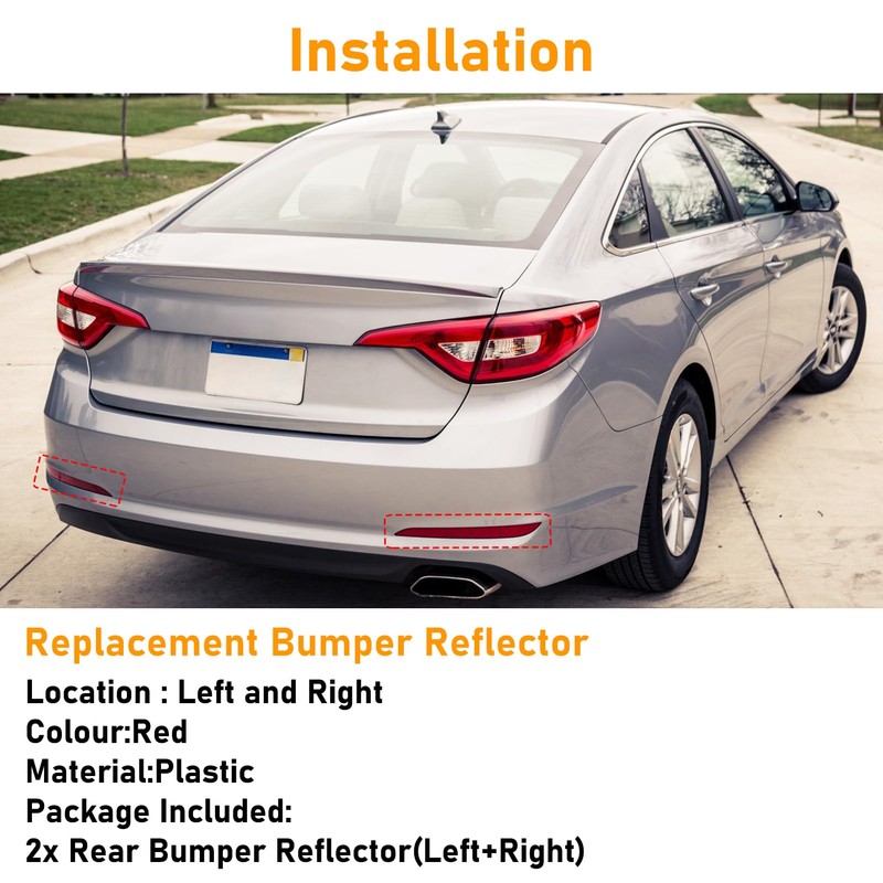 Abodvu Compatible with Hyundai Sonata Rear Bumper Reflector 2015-2017,Left Driver
