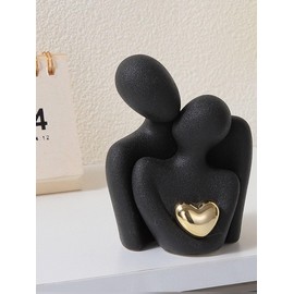 Cifras de cerámica para parejas, decoración moderna para decoración del hogar, decoración de habitación, parejas, amor, oficina, espectáculos, para recámara, regalos románticos para San (12 cm/Black)