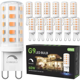 TJOY 12 Pack Dimmable G9 LED Bulb 4W Equivalent 40 Watt, 2700K Soft Warm White, T4 G9 Bi-pin Base Halogen Replacement, G 9 Socket Light Bulb for Chandelier Wall Sconce, 120V No Flicker, 450LM