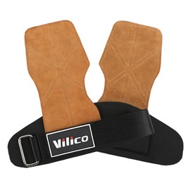 SUJAYU Leather Weight Lifting Gloves Wrist Straps for Weightlifting, Adjustable Weight Lifting Straps Cobra Grips, Gym Strap Gym Gloves for Men Women (Brown)