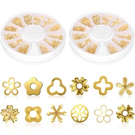 Maitys 12 Styles Flower Resin Filler 400 Pieces Alloy Epoxy Resin Filling Flower Shape Resin Filler DIY Resin Charm Accessories for Jewellery Resin Projects Making Decor, Gold