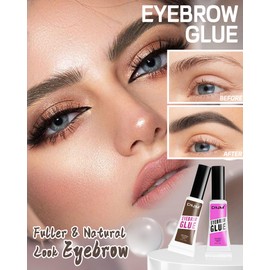 Eyebrow Gel Set, 2 Pieces, Transparent & Dark Brown Eyebrow Gel, Naturally Smudge-proof Eyebrow Colour, 16 Hours Long-Lasting Waterproof, Styling Makeup Eyebrow Gel with 2 Eyebrow Tools-1 + 4