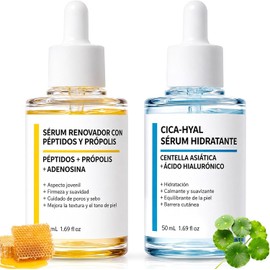 Centella Asiatica Suero y CICA Péptidos Propóleo Suero, 2 En 1 Kit de Sérum Coreana, Cuidado Antiedad y Reparador,Hidrata profundamente con una fórmula natural, apta para todo tipo de piel. (1 Centella y 1 Péptidos)