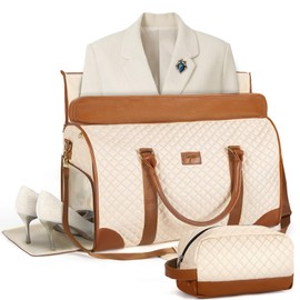 Tonyeee Convertible Duffel Garment Bag, Garment Duffle Bags for Travel, Carry on Garment Bag for Women, Overnight Bag Weekender Bag with Toiletry Bag, 2 in 1 Hanging Suitcase Suit, Beige