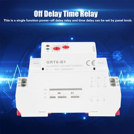 GRT8-B1 Mini Power Off Delay Time Relay DIN Rail Type,Small Furnace Relays AC/DC 12V~240V Control Heating Element//Fan Delays