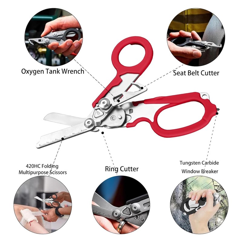 Rescue Scissors, Trauma Scissors, 6-in-1 Foldable Trauma Scissors, Emergency Scissors,