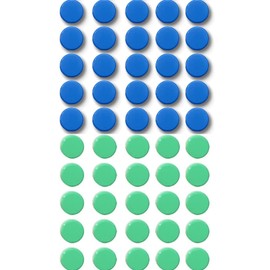 Qualsen Fridge Magnets, 50pcs Round Small Magnets for Whiteboards, Magnets Heavy Duty Mini Magnets Aimant Frigo Cute Magnets for Adults, Refrigerator, Locker, Kitchen, Office (Blue+Green)