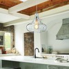 KOKAiZeeKi 1-Light Large Pendant Light Vintage Farmhouse Smoke Gray Glass
