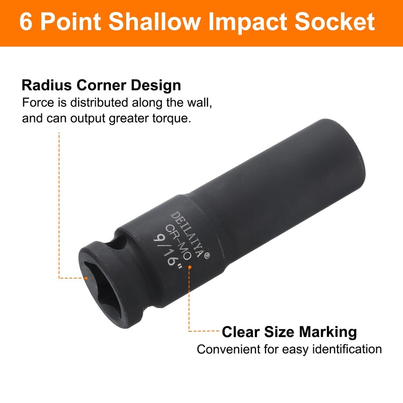 sourcing map 9/16 Inch SAE Deep Impact Socket 1/2 Inch