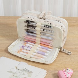 Large Pencil Case Pouch Pencil Bag Corduroy Capacity Pen Case Stationery Bag School College Office Organizer for Teens Girls Adults Student Kids (C-Beige)