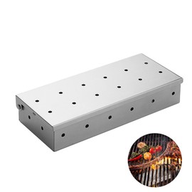 Smoker Box for Gas Grill, Stainless Steel Smoke Box for Charcoal Grill, Wood Chip Smoker Box to add Smoked BBQ Flavor, Flip Open Iron Box, Barbecue Grilling Accessories