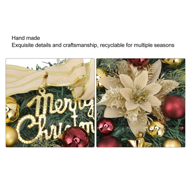 Christmas Inverted Tree Wreath Door Hanging Electroplated Ball Rattan Garland