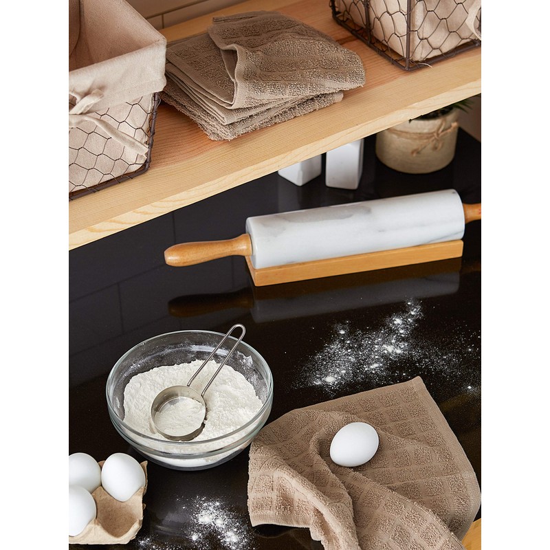 DII Basic Terry Collection Solid Windowpane Dishcloth Set, 12x12, Stone,