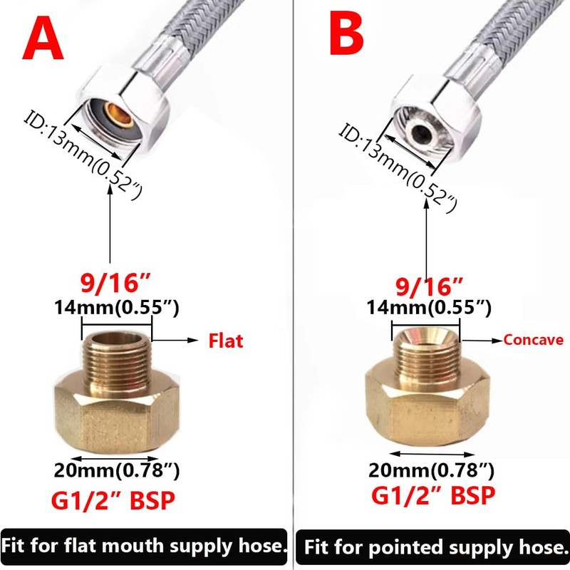 Brass Tap Adapter, Pipe Fitting Converter EU G1/2 Thread to