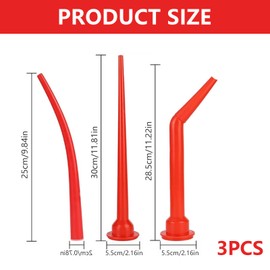 3PCS Caulking Nozzles for Caulking Gun Extra Long 30cm - Replacement Applicator Cones with Extension Tool, Includes 1 Straight and 2 Curved