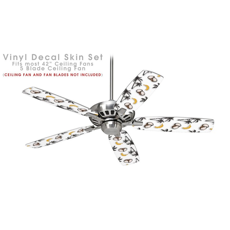 Coconuts Palm Trees and Bananas White - Ceiling Fan Skin