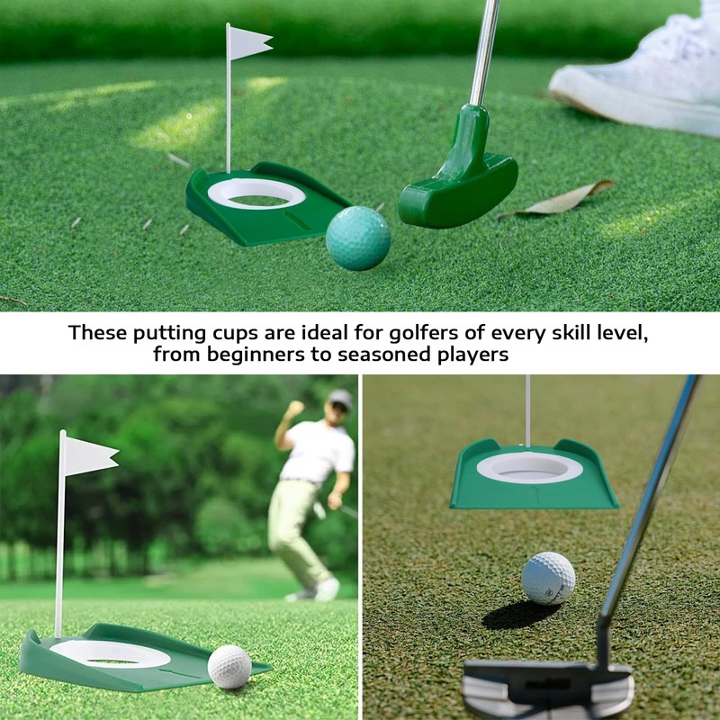 2 Pack Golf Putting Cup with Flag, Portable Plastic Golf