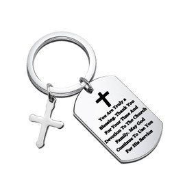 BEKECH Catholic Priest Gift You Are Truly a Blessing Catholicism Keychain Religious Preacher Gift Priest Thank You Gift (silver)