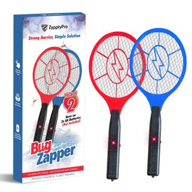 ZypplyPro® Electric Fly Swatter 2 Pack - 3000V Electric Grid Bug Zapper Racket with Safety Mesh, Handheld Mosquito & Fly Killer for Indoor & Outdoor Use, AA Batteries Required (Not Included)