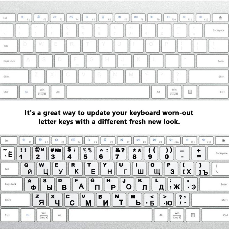 2Pcs Russian Keyboard Stickers for PC Computer Mac Laptop Desktop