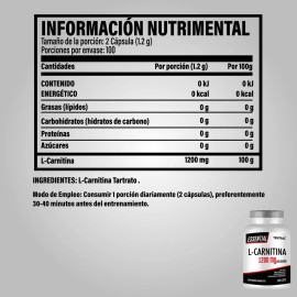 L-carnitina Essential 1200mg 200 Caps Testrol