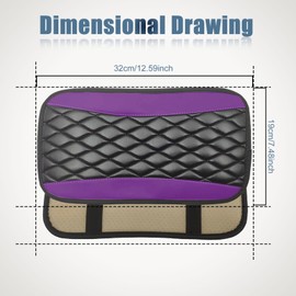 Car Center Console Cover, Universal Leather Waterproof Armrest Seat Box Cover Protector, Comfortable Car Decor Accessories Fit for Most Cars, Vehicles, SUVs-Purple