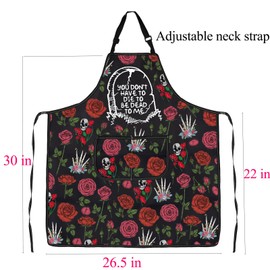 Skull Cooking Apron Floral Skull with Red Rose Apron You Don't Have To Die To Be Dead To Me Skull Lover Gifts Skeleton Apron