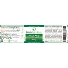 Special Ingredients Malic Acid Powder 500 g Highest Quality (German Labels and Instructions)