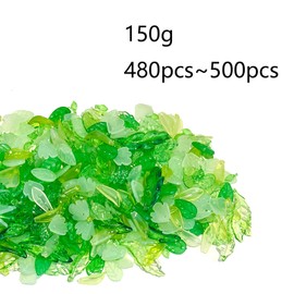 HERZWILD Approx. 500pcs Transparent Leaf Pendants 150g Green Clear Acrylic Green Charms Bead Caps Floral Pattern for Crafts Jewellery Bracelet Necklace Earrings Plastic (Green)