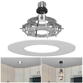 YIIZON R5 and 6 Recessed Can Light Conversion Kit, Ceiling Light Fixture Upgrade, Pendant & Hanging Light, Ceiling Fan Compatible, 7¾ Inch Flat Steel Ceiling Medallion, White Finish Black