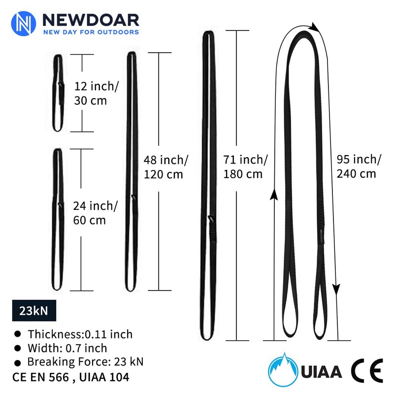 Newdoar 16 mm Nylon Sling Runners 23 kN Rock Climbing