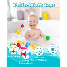 Toddlers Suction Cup Bath Toys,Baby 12Pack Sensory Fidget Toys,Connect,Build,Create Bathtub Toys,Stimulating & Addictive Sensory Toy,Textured Fine Motor Skills Toys for Kids Aged 3+