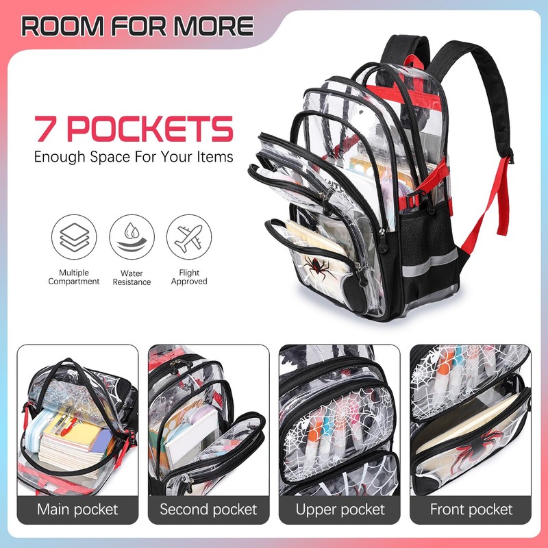 Cool Luminous Clear Backpack for Boys with Lunch Box &