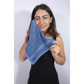 Brit Diamonds Face Towel Set Pack of 4 (30x30 cm) Super Soft 700 GSM Highly Absorbent Towels 100% Cotton Ring Spun Fingertip Towels Washcloths Drying Cloth (Blue)