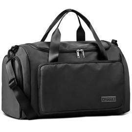 HOTOR Gym Bag for Men and Women - Travel Duffle Bag with Shoe Compartment and Waterproof Pocket, Carry on Luggage with Trolley Sleeve for Sports, Weekend Trips, Large, Black, 22.6" × 11.3" × 13.6"