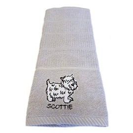 Sue Rossi Ltd Kitchen Tea Towels 100% Turkish Cotton Soft Absorbent Terry Dish Cloth Animal Design Hand Towel Grey Or Silver (Silver Grey Dog)