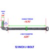 J-Bolt Post Hinge 12" - Hinge Bolts Thru The Post