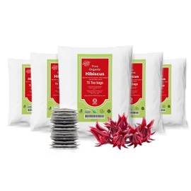 Akshit 75 Organic Hibiscus Tea Bags, Hibiscus Flower Tea With Black Pepper, Moringa Leaves, Blend,Te de Hibisco,Sugar free, Caffeine Free,Hibiscus Sabdariffa Tea, Flor de Jamaica Pack of 5