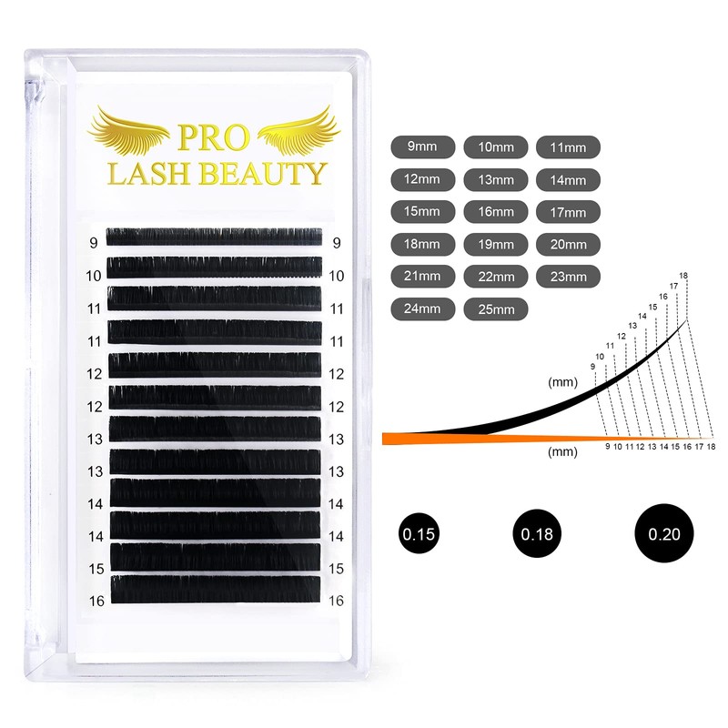 Individual Eyelashes, Volume Eyelashes, C-0.18, 8–15 mm Mix Eyelash Extensions,