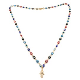 SIFRIMANIA Evil Eye Necklaces for Women Hamsa Hand Dainty Gold Plated Pendant 18 Inches