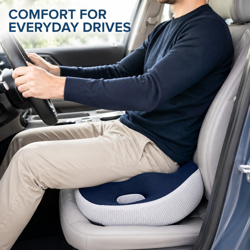 Ergonomic Memory Foam Seat Cushion with Adjustable Width & Dual