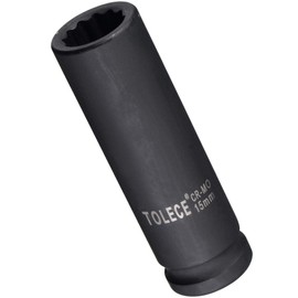 TA-VIGOR 12-Point Deep Impact Socket, 1/2-Inch Drive 15mm Metric Spindle Axle Nut Socket Driver Wrench, Durable CR-MO Steel 78mm Length Nut Impact Socket for Auto Repair Easy Removal
