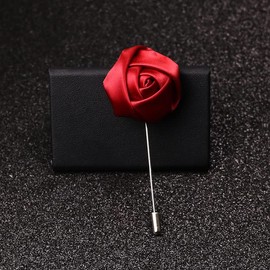 Sanrich Rose Boutonniere Men's Lapel Pins Satin Flower 12 Pack Groom Wedding Boutonniere Suit Brooch Outfit Accessories, Small, Metal, Fabric, Artificial Flower, no gemstone