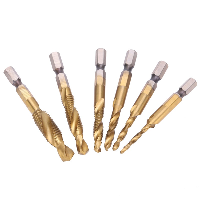 6pcs Screw Tap Drill Bits Kit 6542 High Speed Steel