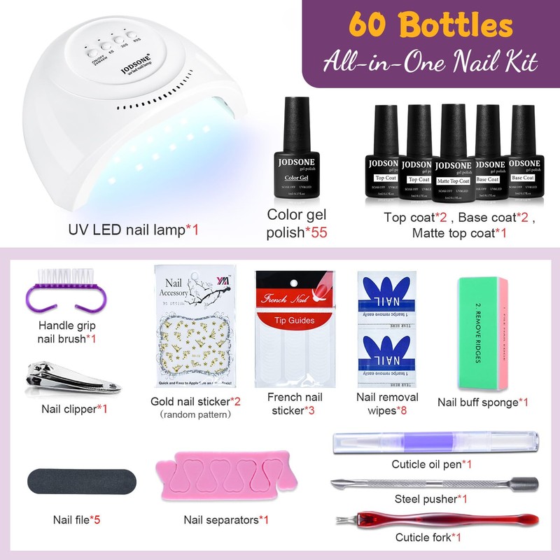 JODSONE Gel Nail Polish Kit 60 PCS with U V