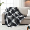 SOCHOW Flannel Fleece Blanket 127cm×150cm, All Season Plaid Black/White Blanket