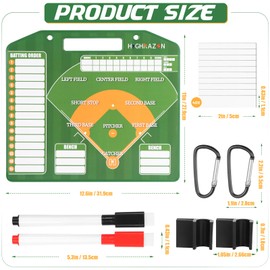 HIGHRAZON Magnetic Baseball Coach Clipboard, Dry Erase Lineup Board, Premium Tactical Baseball Coaching Board with 40 Lineup Cards, Dugout Display Softball Coaching Accessories - Green