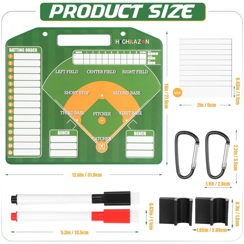 HIGHRAZON Magnetic Baseball Coach Clipboard, Dry Erase Lineup Board, Premium