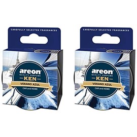 AREON Ken Air Freshener Tin Car Fragrance Verano Azul Car Fragrance Tin Home Freshener 3D Set Pack x 2